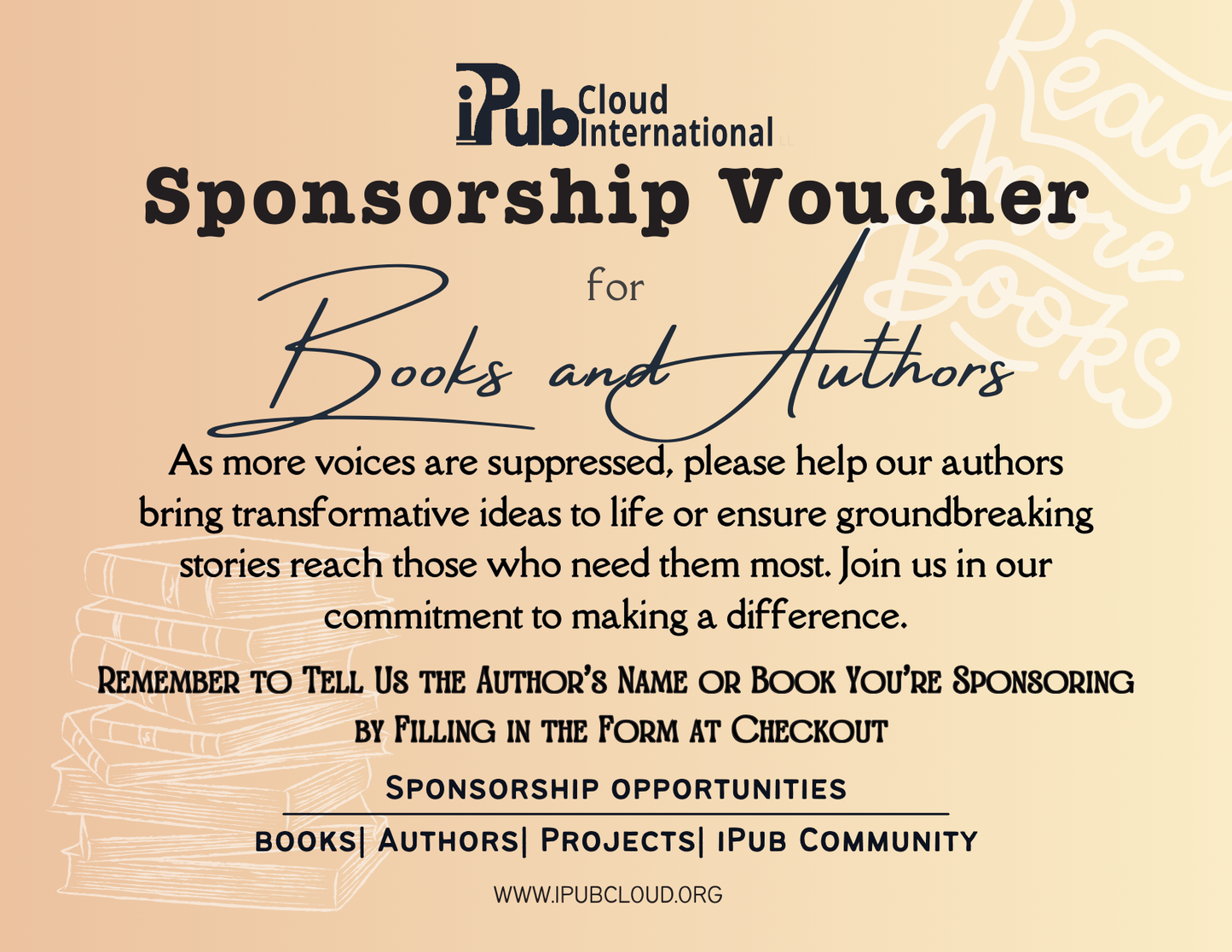 Sponsor iPub Authors and Books